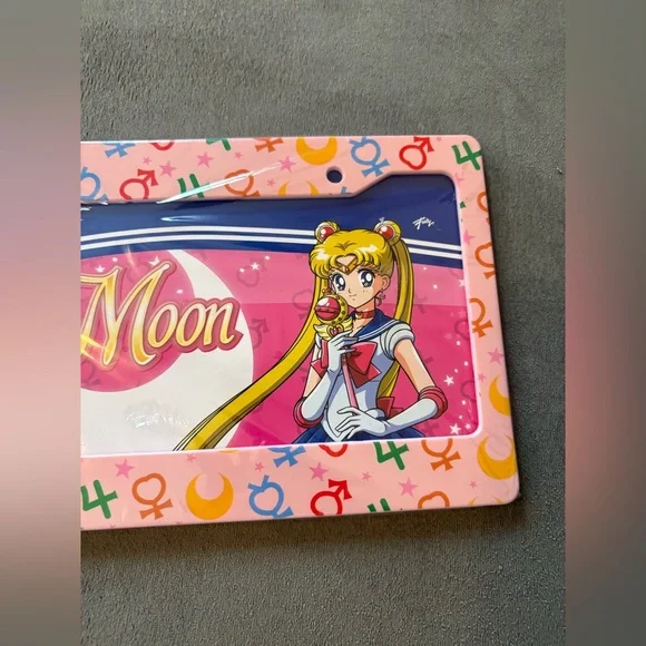 Sailor Moon License Plate Frame Planetary Guardian Symbols Pink Icons - Picture 4 of 7
